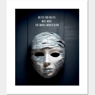 Mahatma Gandhi: "An eye for an eye will make the whole world blind" on a Dark Background Posters and Art